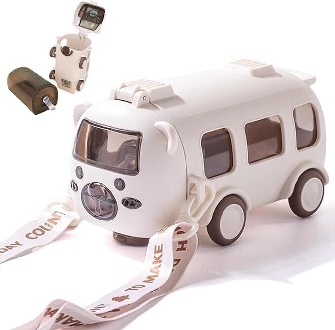 Bus Water Bottle School Bus Water Bottle With Straw Water Bottle for Kids 500ml