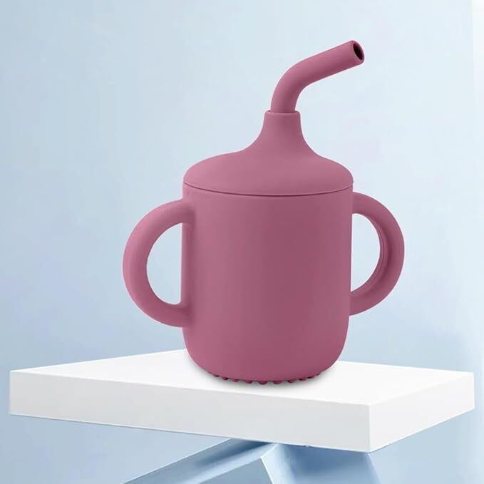 Baby Sipper Cup with Soft Silicone Straw & Lid, Anti-Spill Drinking Training