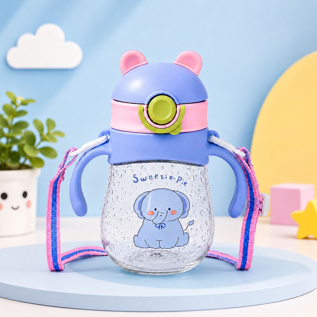 my face true nature Kids Water Bottle with Straw Leak Proof Baby Sipper Bottle with Handle & Strap-picture-27