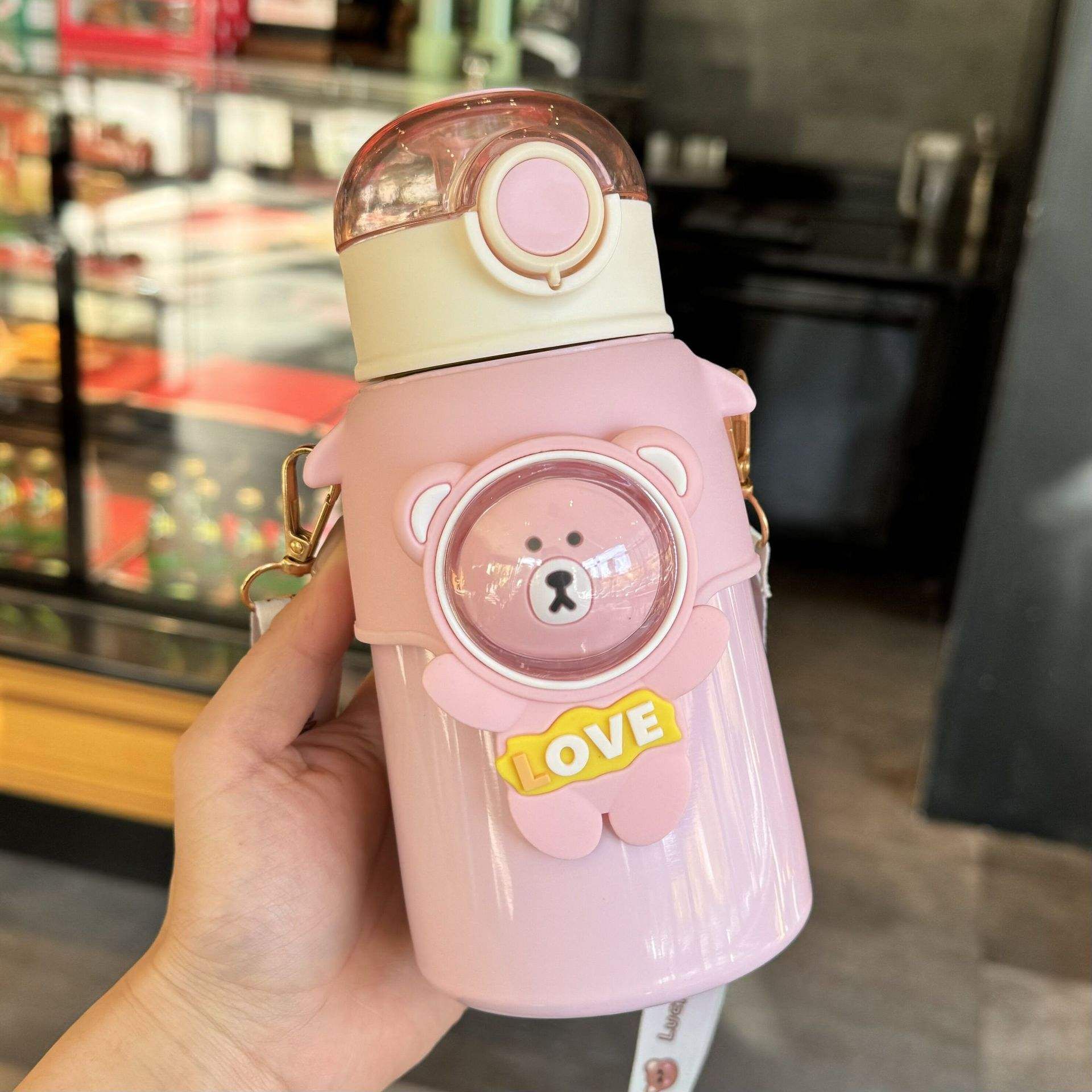 Straw Sipper water Bottle For Kids. Durable, Leak-Proof With Strap-image-3