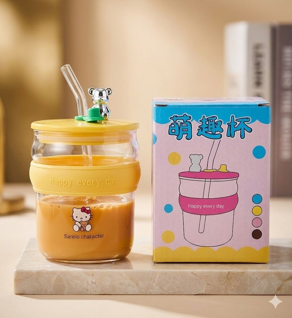 Happy Every Day Teddy Bottle 450 ML | Cute Cartoon Water Bottle for Kids-image-16