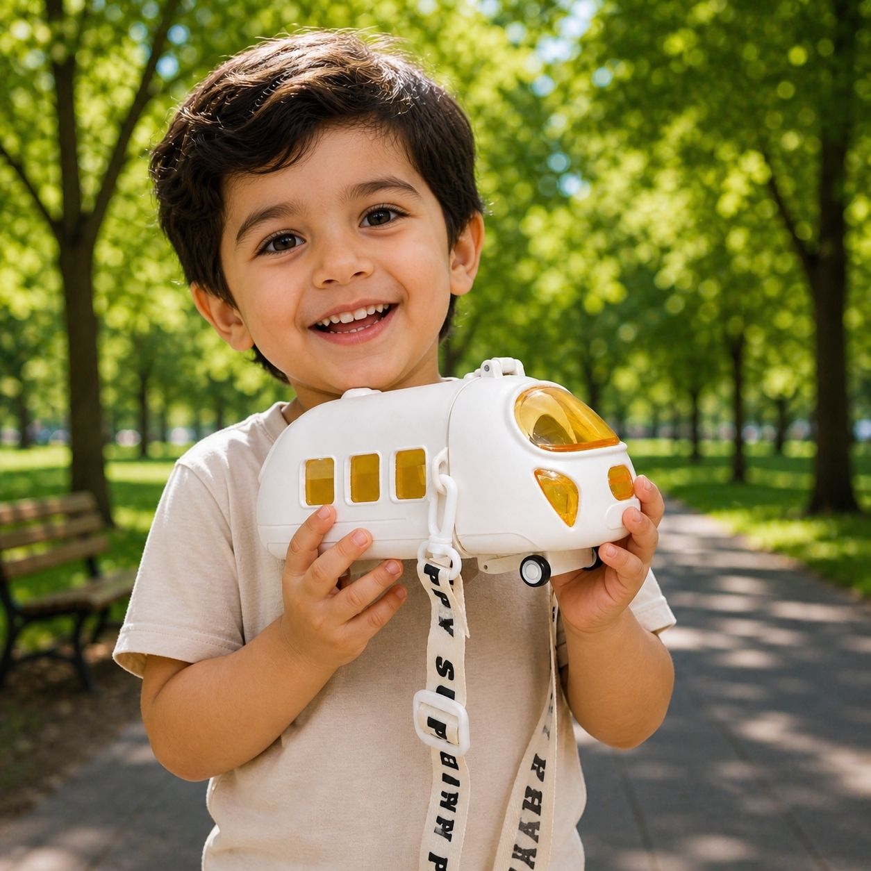 Water sipper bottle for kids cream colour metro train toys-image-23