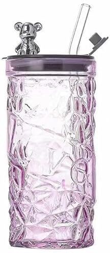 dealguru 380ML Teddy Love Glass Sipper Cup with Lid & Straw-picture-8