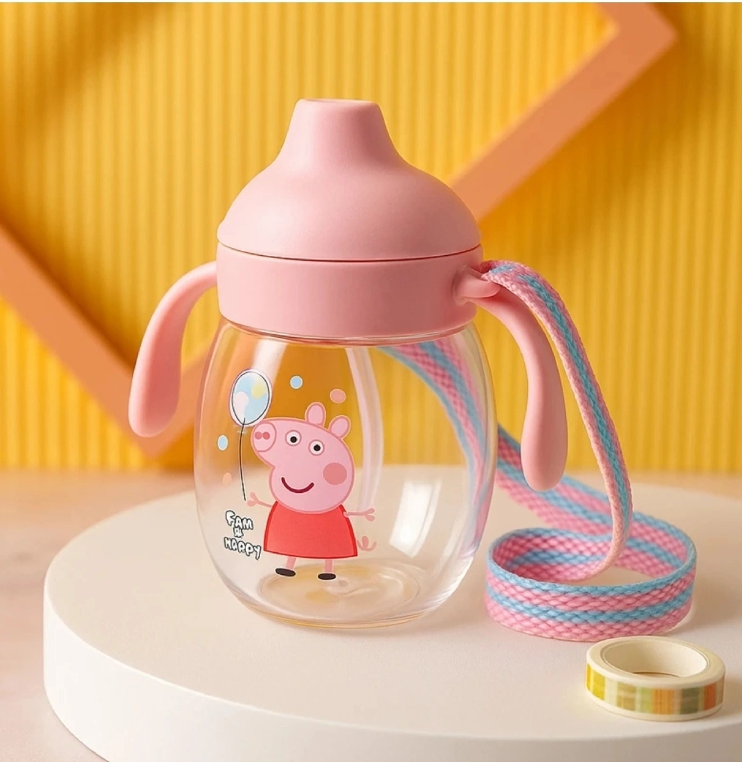 Baby Feeding Sipper Silicone Straw Anti Spill Kids Sippy Cup Strap Handles 340ML-image-46
