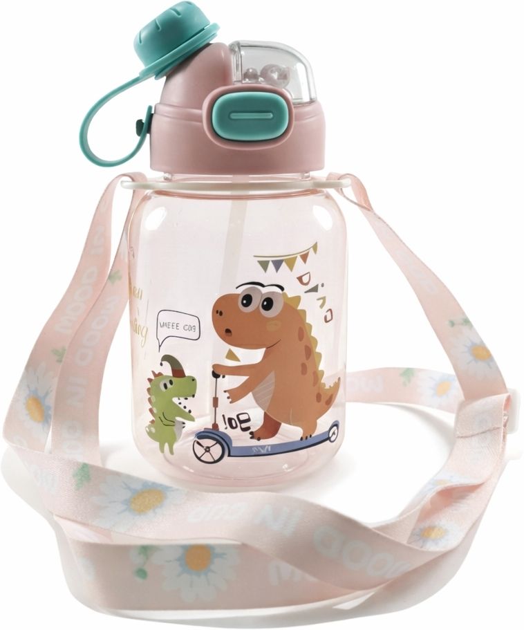 400 ml Kids Cartoon Printed Straw Sipper Bottle Leak-Proof Lid Adjustable Strap-image-31