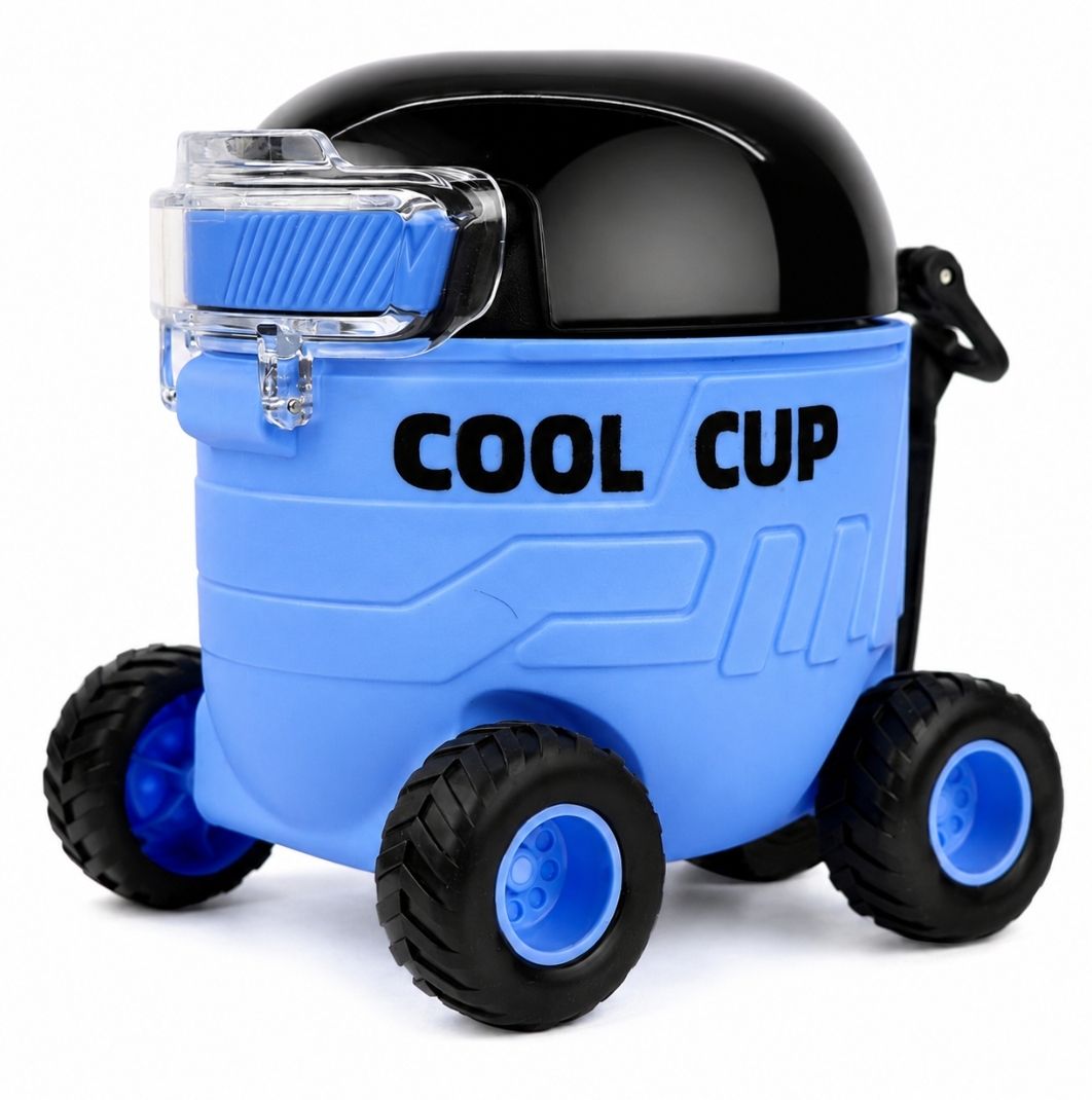 guchigu Monster Toy Truck Straw Sipper Water Bottle 550ml with Carry Strap (Blue)-picture-37