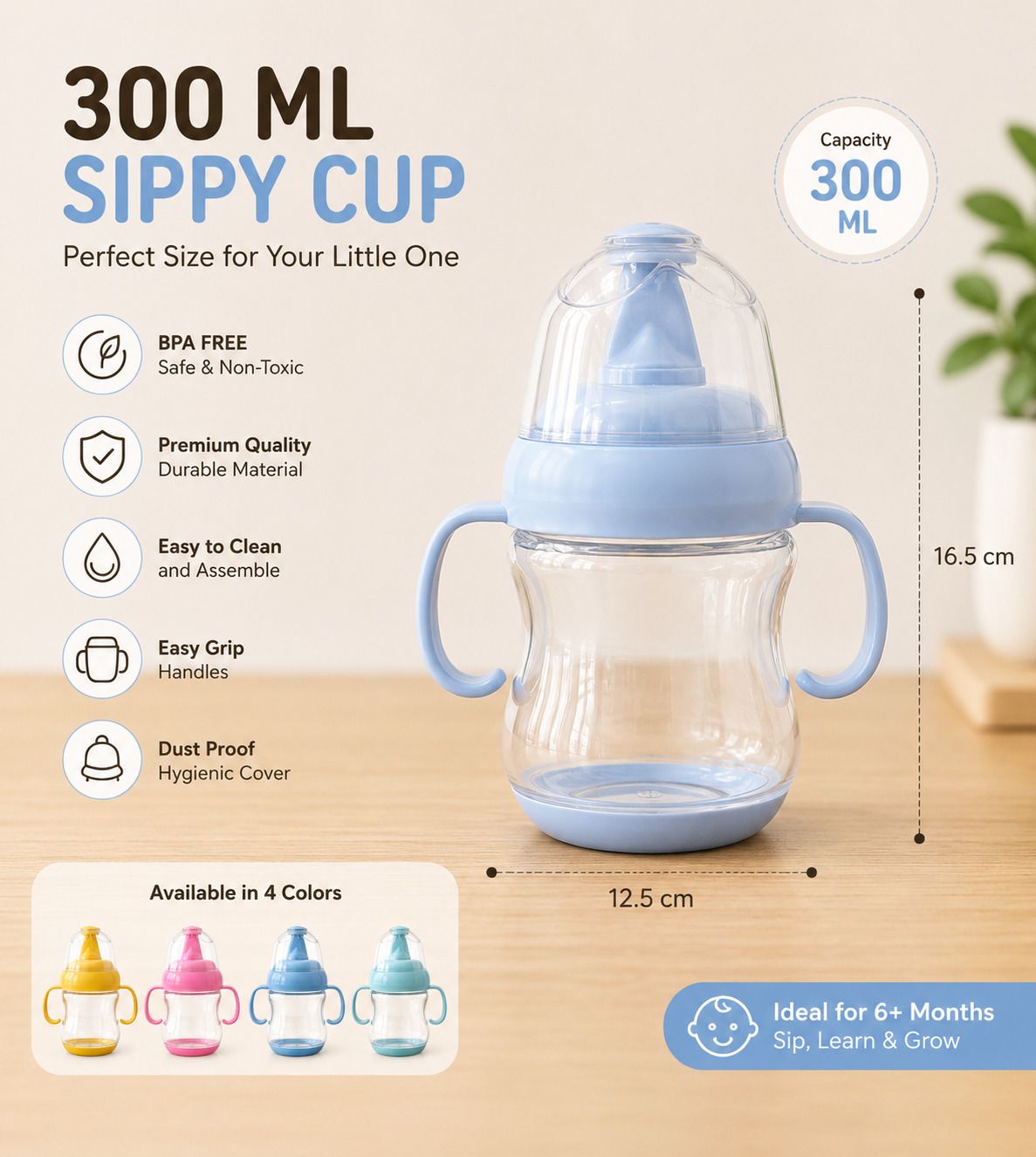 hazel 300 ML Baby Sipper Cup with Handles-picture-16