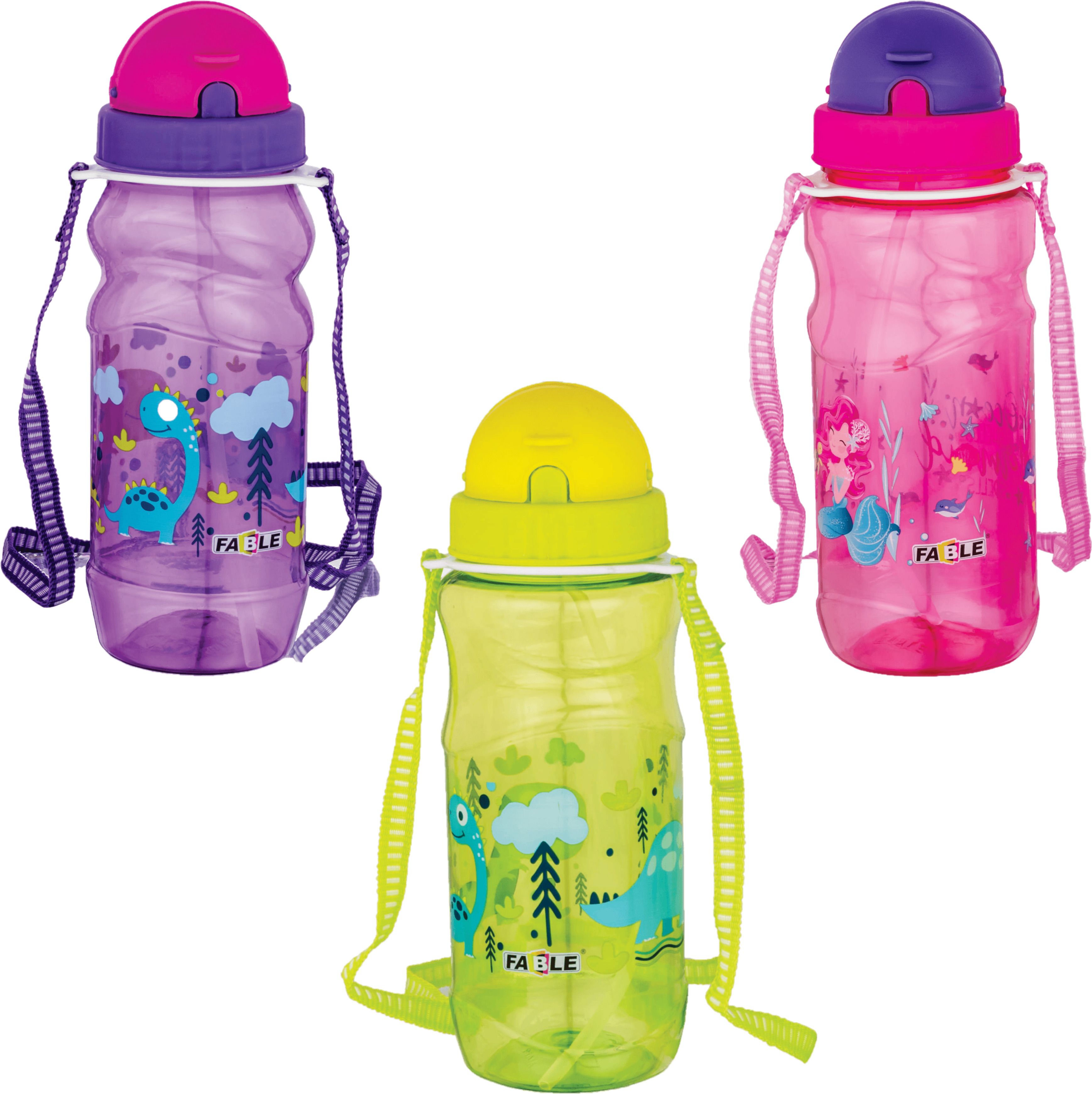 fable 3pc Cartoon Prints Transparent Sipper Bottle With Straw for School Kids 600ml-picture-14