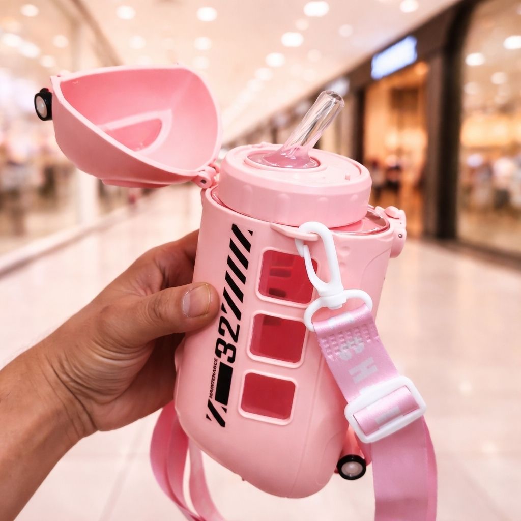 Baby Kids Train straw Sipper Bottle 500ml Leak Proof BPA Free Silicone-image-19