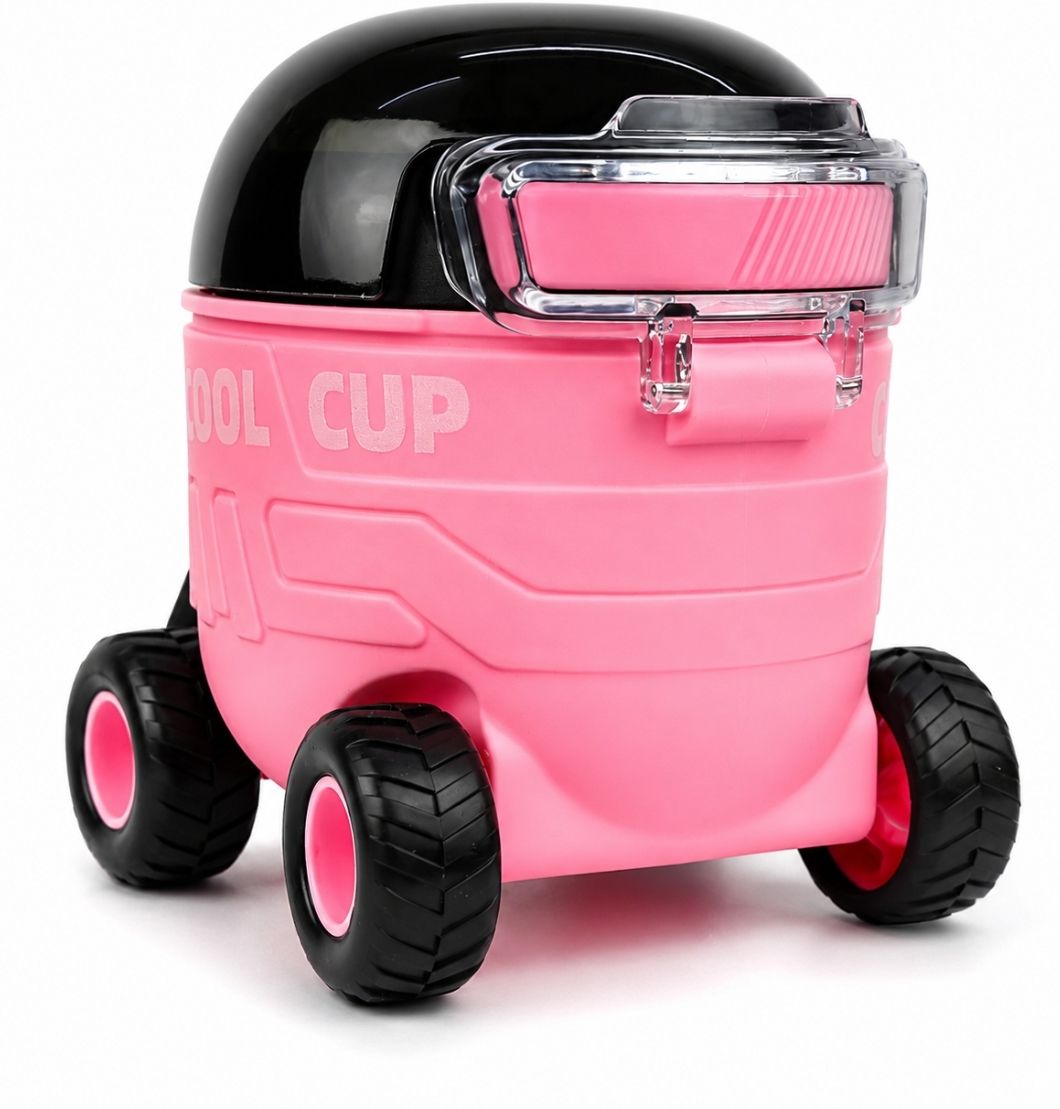 guchigu Monster Toy Truck Straw Sipper Water Bottle 550ml with Carry Strap (Pink)-picture-36