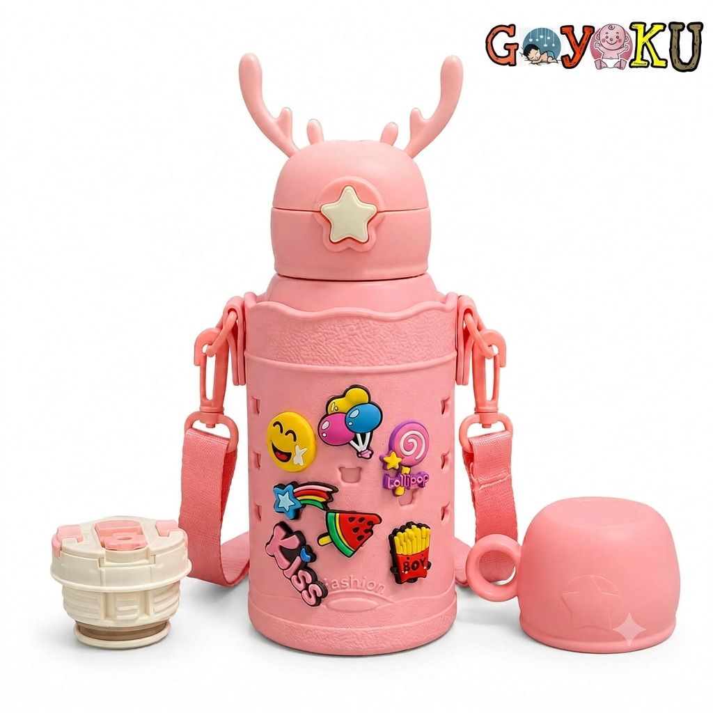 goyoku Hot & Cold Straw Sipper Water Bottle For kids Double Walled Vacuum Insulated-picture-21