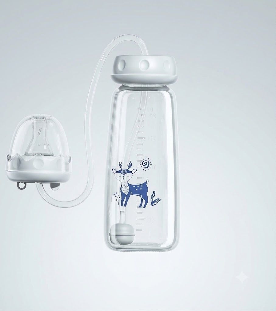 3 in 1 Hands Free Baby Feeding Bottle 240 ml | Anti Colic Baby Milk Bottle-image-17