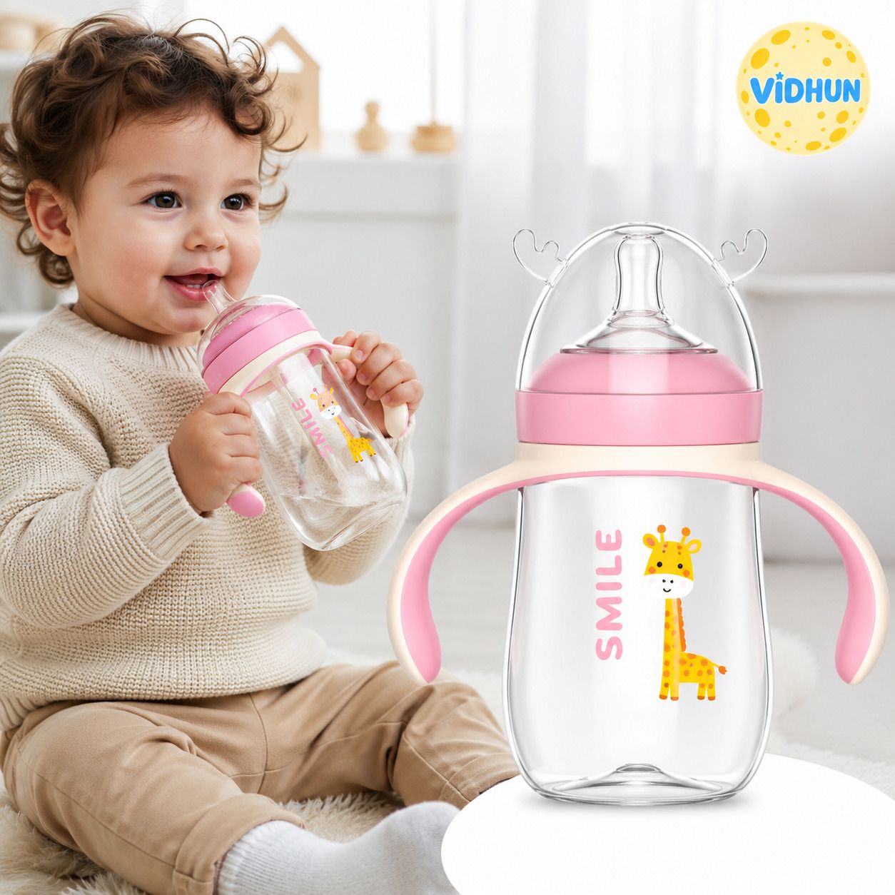 Natural Response Baby Bottle with Handel | 1m+ age | Pack of 1 - 260 ml-image-44