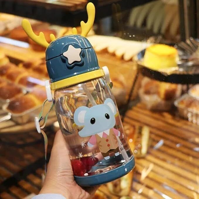 Water Bottle 600 Ml With Sipper For Kids Cute (Unbreakable, Freezer Safe)