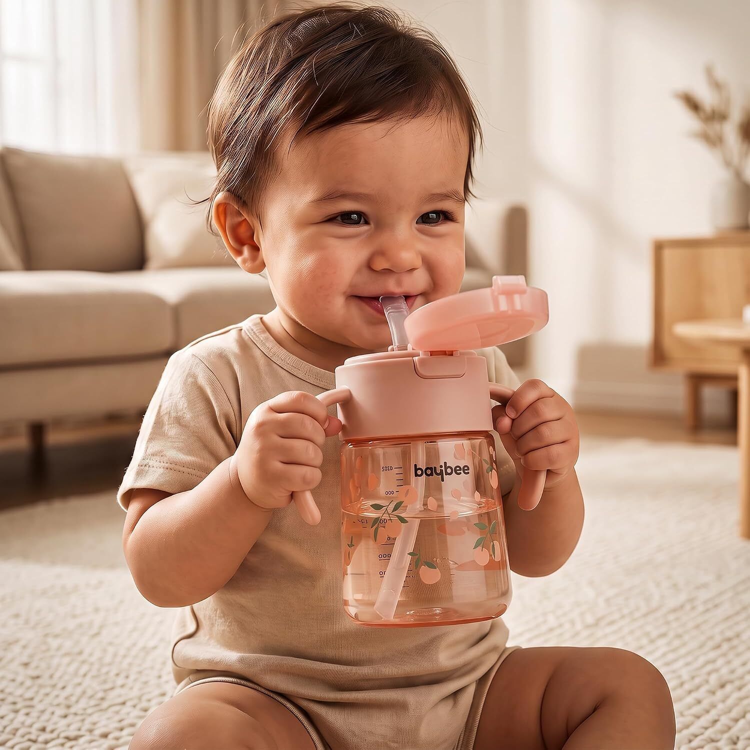 baybee Baby Sipper Bottle for Kids Water Sipper with Silicone Straw Sippy Cup with Lock-picture-5