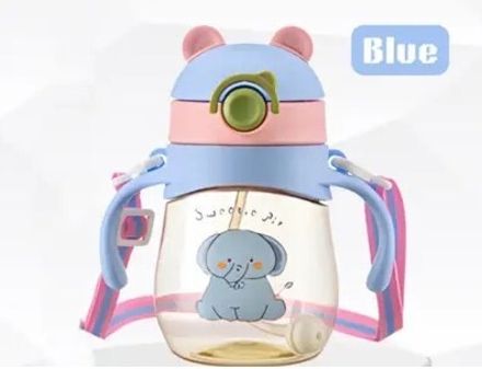 Cartoon Designed Plastic Sipper Water Bottle for Kids & Toddlers, 600ml (BLUEE)