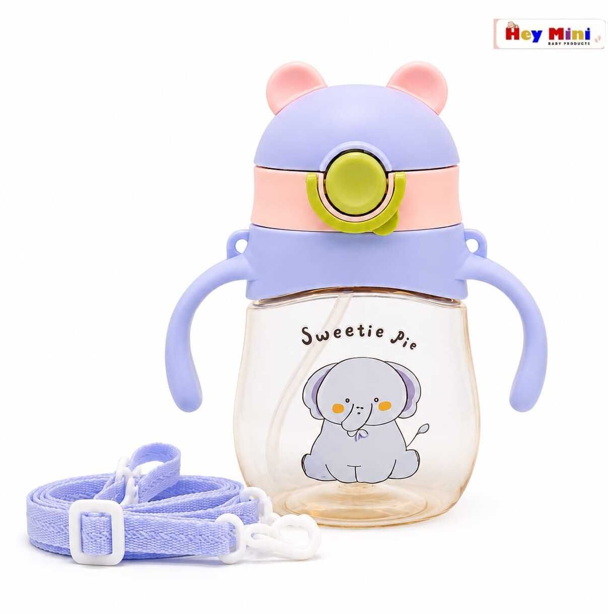 hey mini Cute Bear Design Baby Sipper Bottle with Soft Silicone Straw and Handles, Strap-picture-33