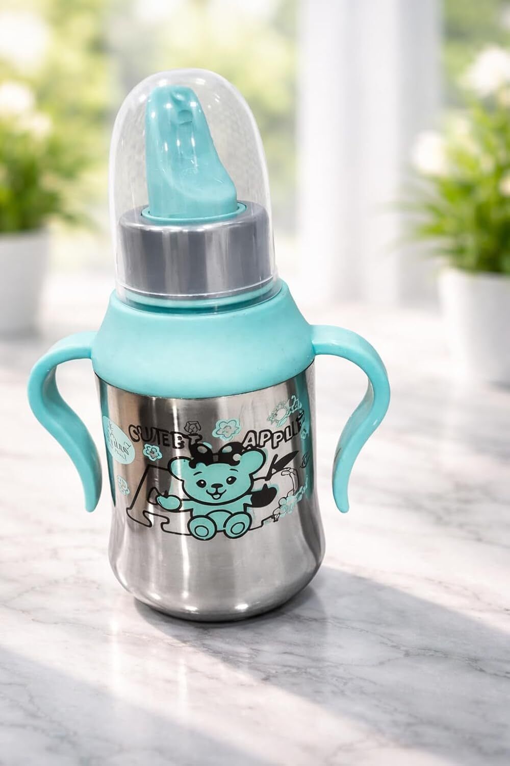 Stainless Steel Baby Feeding Bottle with Handles | 3-in-1 Sipper Cup-image-48