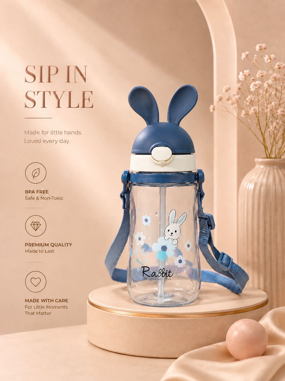 the little bunny hop in style The Little Bunny 600ml Leakproof Bunny Sipper Bottle for Kids-picture-13