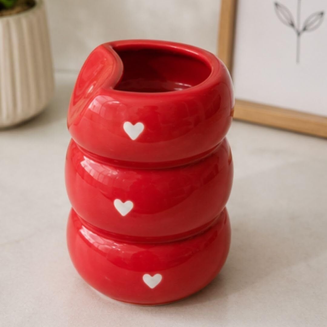craftribal Red Heart Tumbler with Stainless Steel Straw | Handmade Drinking Glass-picture-11