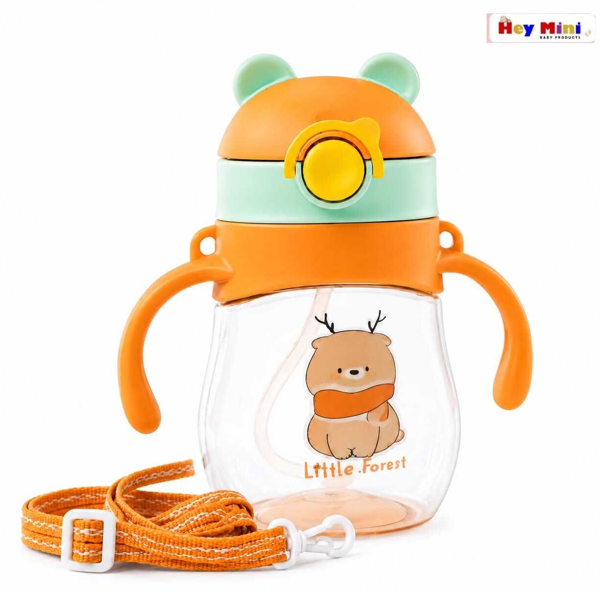 hey mini Cute Bear Design Baby Sipper Bottle with Soft Silicone Straw and Handles, Strap-picture-31