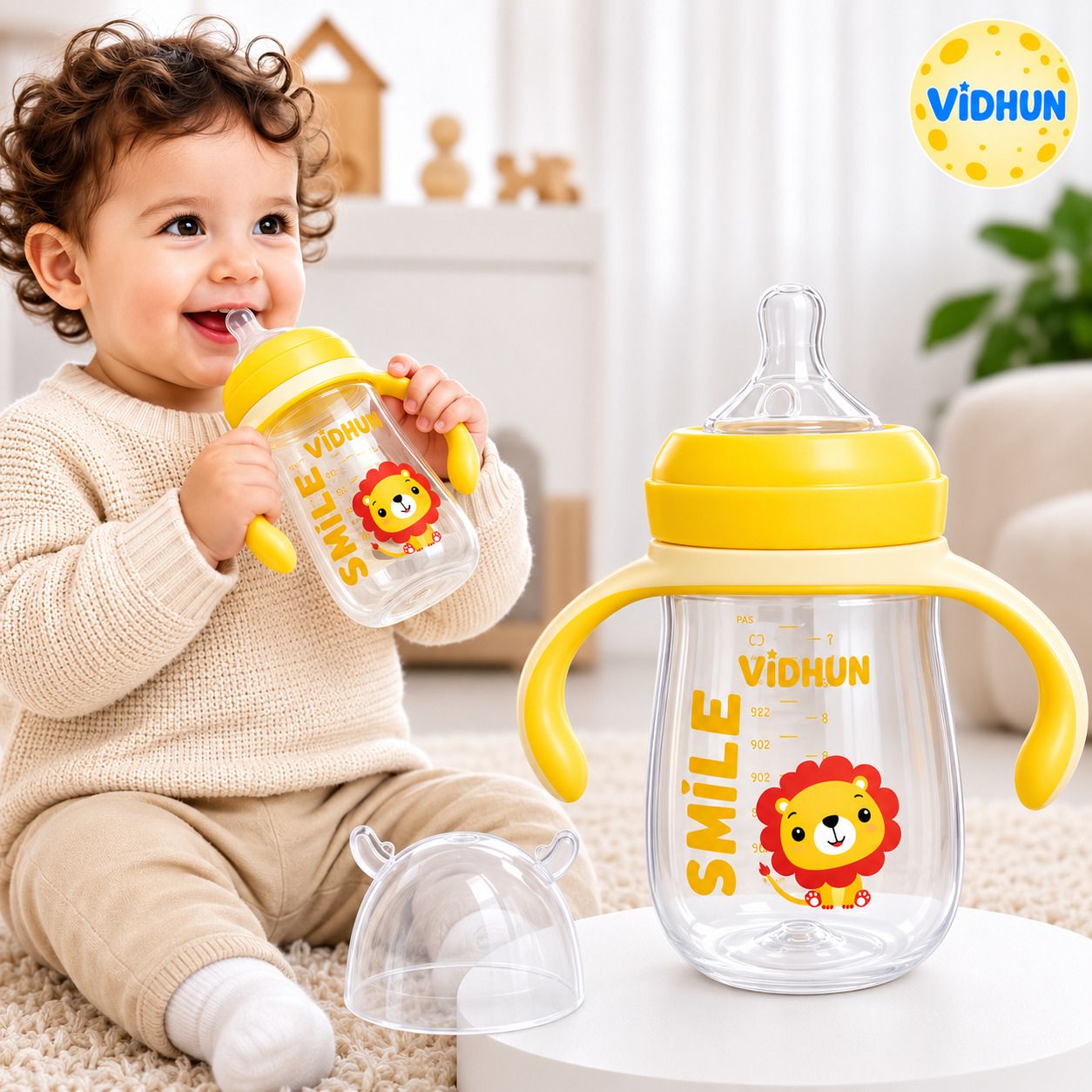 vidhun Baby Feeding Bottle with Natural Latch Nipple and Dual Handles-picture-31