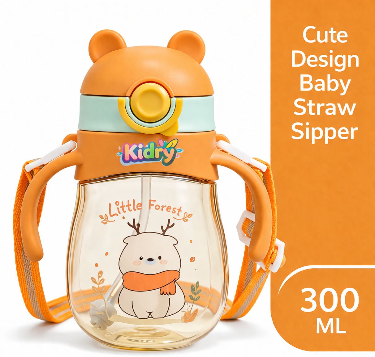 Baby Bite Resistant Soft Cute weighted Designer Straw Sipper Cup with Handle-image-14