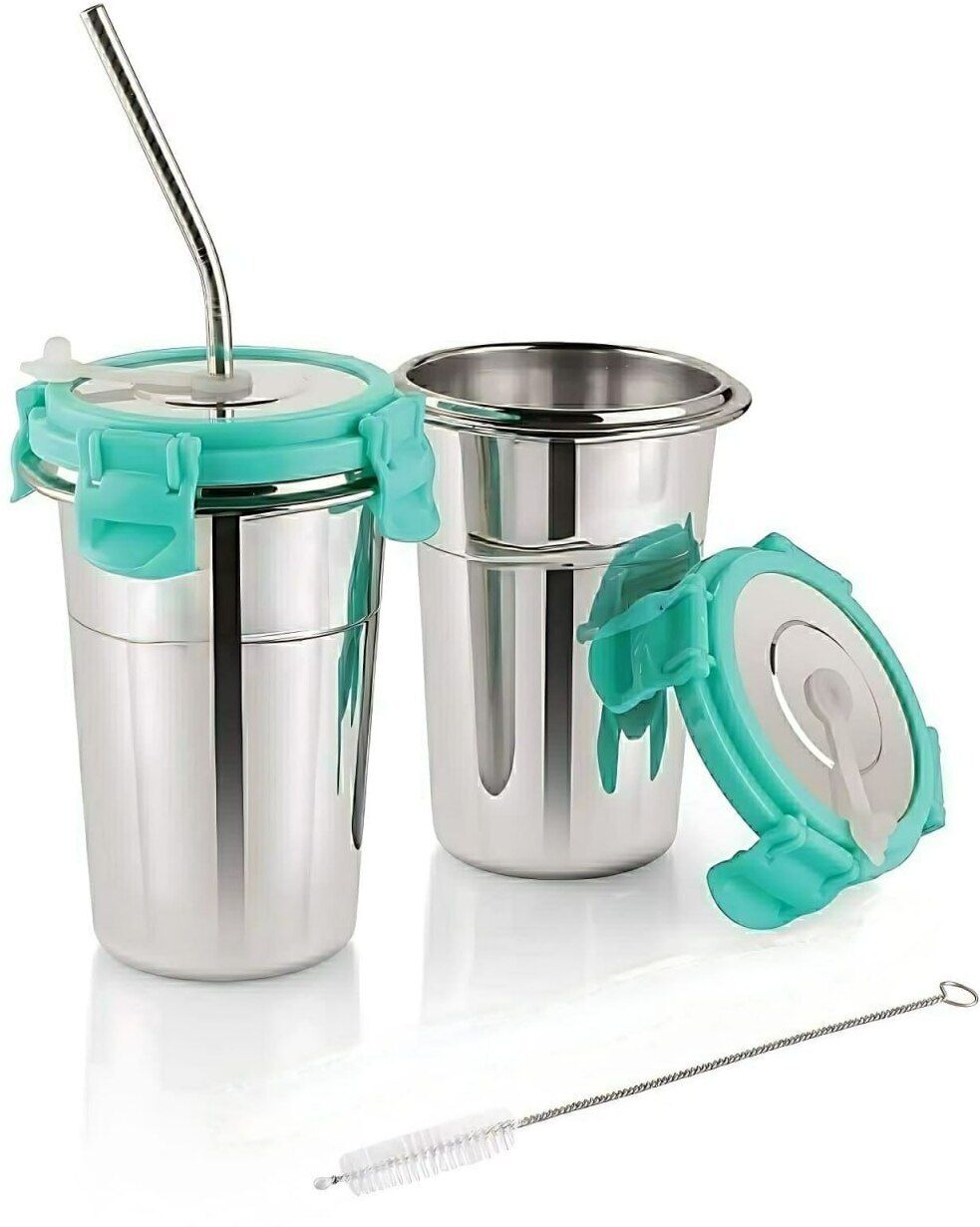 Stainless Steel Tumbler with Steel Straw Hot and Cold