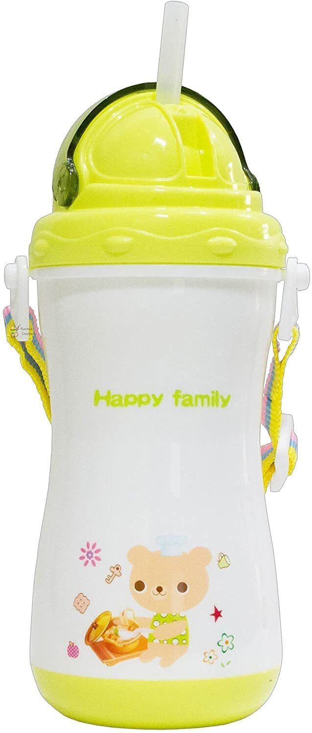 Baby Opaque Soft Straw Sipper White Anti Spill Sippy Cup with Adjustable Strap for Baby & Kids Water Bottle/Juice Sipper BPA Free 350ML (Green)-image-20