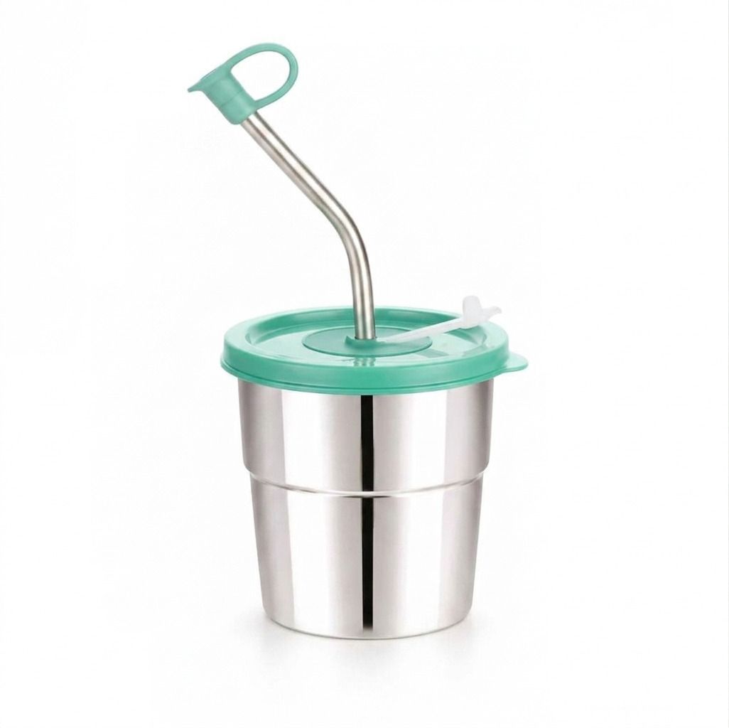 porquepine Stainless Steel Glass Tumbler with Straws and Cleaning Brush with Lid-picture-36