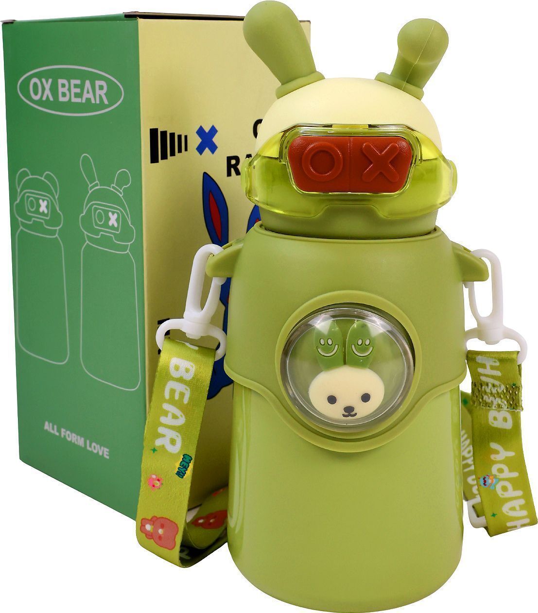 Rabbit-Shaped Insulated Sipper with Silicone Straw and Adjustable Shoulder Strap-image-21