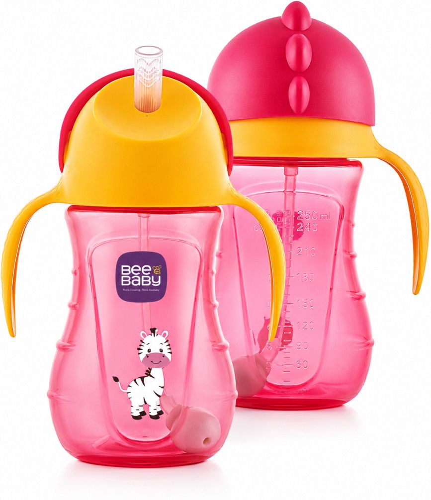 beebaby Dino Flippee Silicone Straw Baby Sipper for Kids, BPA free, Leak Proof - 240ml-picture-25
