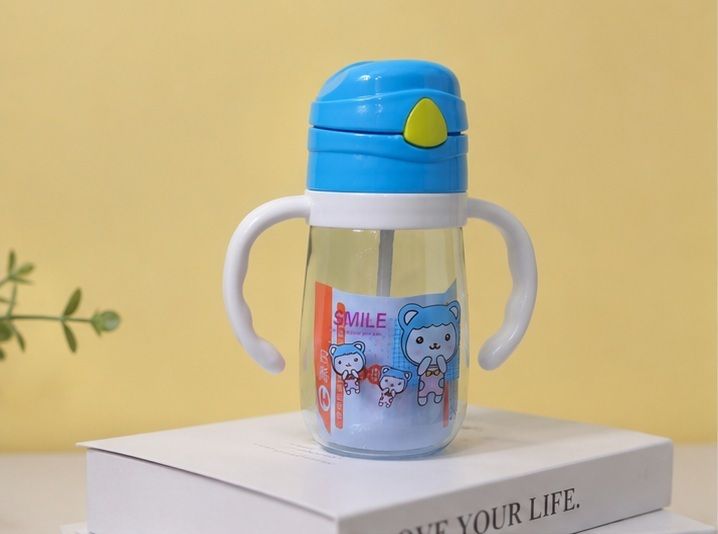 Kids Plastic Water Bottle with Straw-image-43
