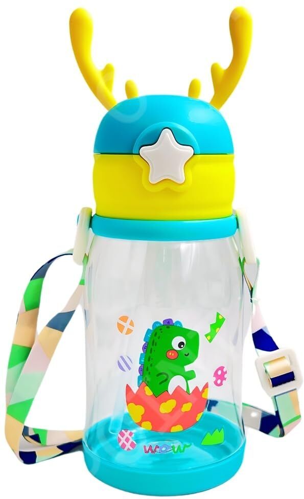 Reusable leak proof Deer Horn Design Bottle for Kids with Strap Sipper / Straw-image-15
