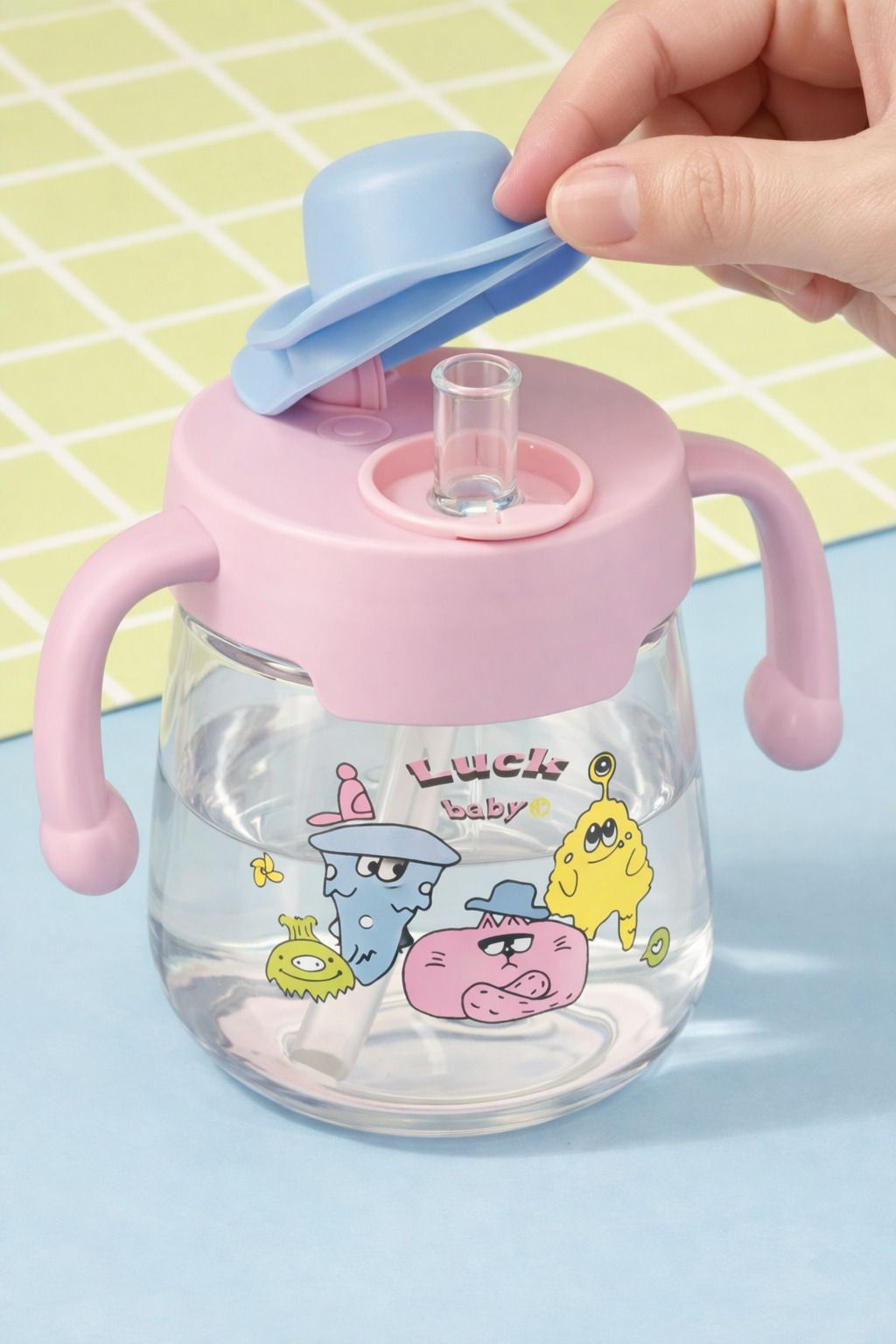 Eco-friendly Baby Water Bottle For Kids With Soft Silicone Straw-300ML-image-45