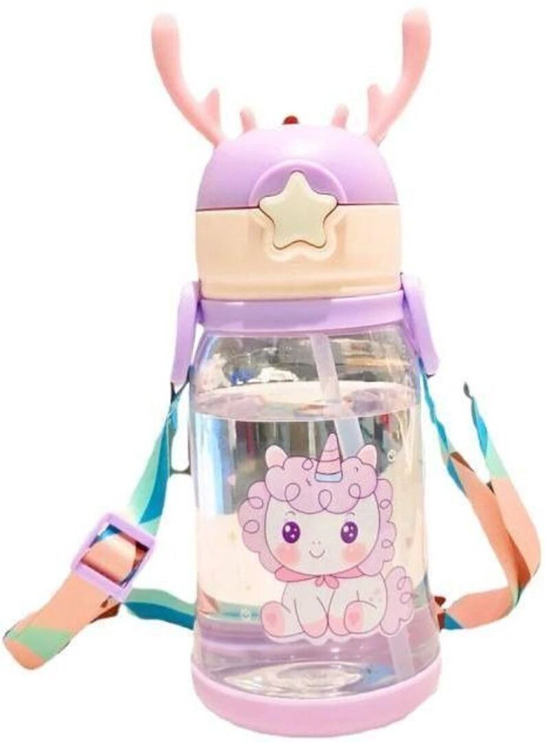 saubhagye Unicorn Kids Water Bottle with Straw-picture-35