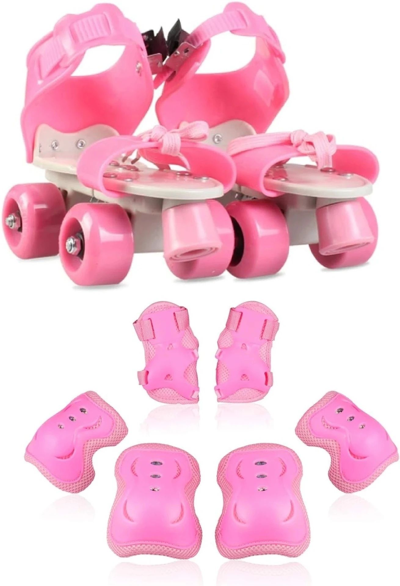 Roller Skating Knee Elbow Palm Protective Pads & Adjustable Roller Skating Shoes Quad Roller Kids Size 4 UK - 10 UK-image-20