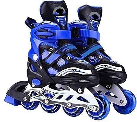 Adjustable with LED Flash Light On Wheels for Kids and Adults In-line Skates - Size 16 UK-image-1
