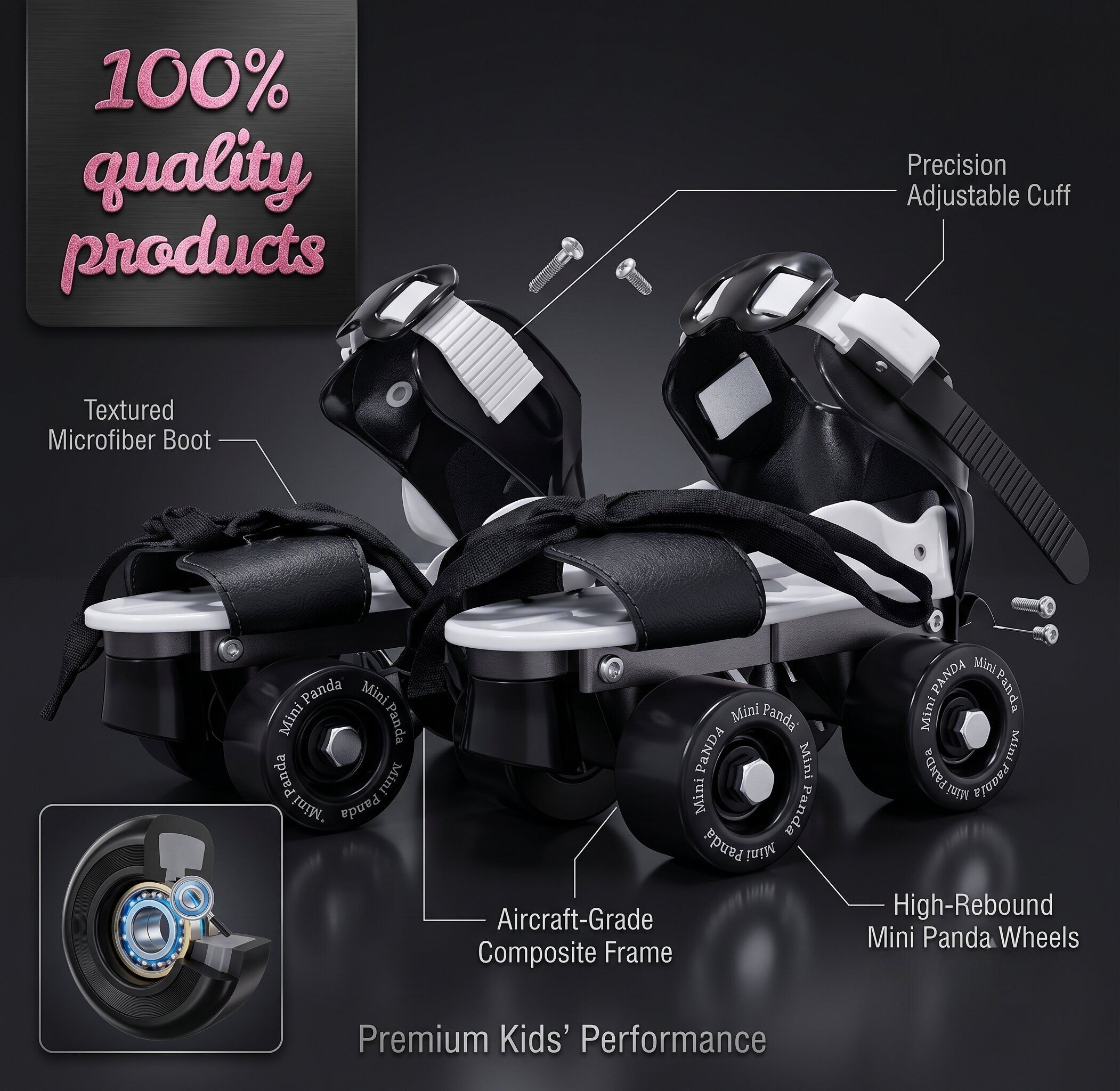 Black Skating Quad Roller Kids Size 10 UK, 11 UK - 3 UK, 2 UK-image-18