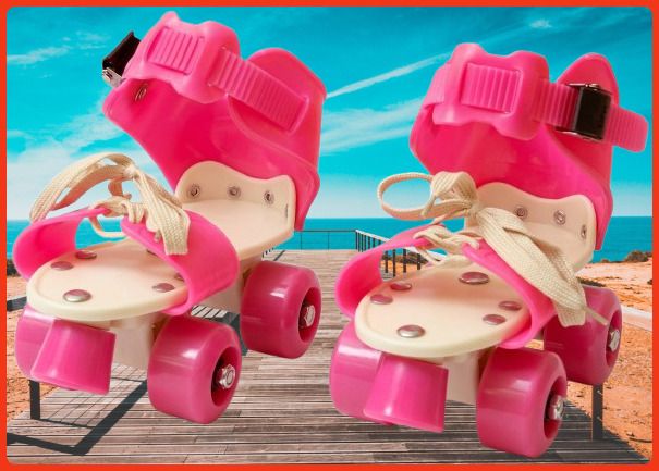 rakso Kids Unisex Quad Roller 4 Wheel Adjustable Skates Skating Shoes (6-15 Years Red) Quad Roller Adults Size 5 UK - 9 UK-picture-0
