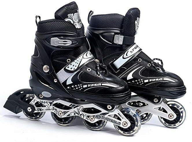 Skates with PU Flashing Wheel Aluminum Body in-Line Skates03 In-line Adults Size 6 UK - 9 UK-image-26