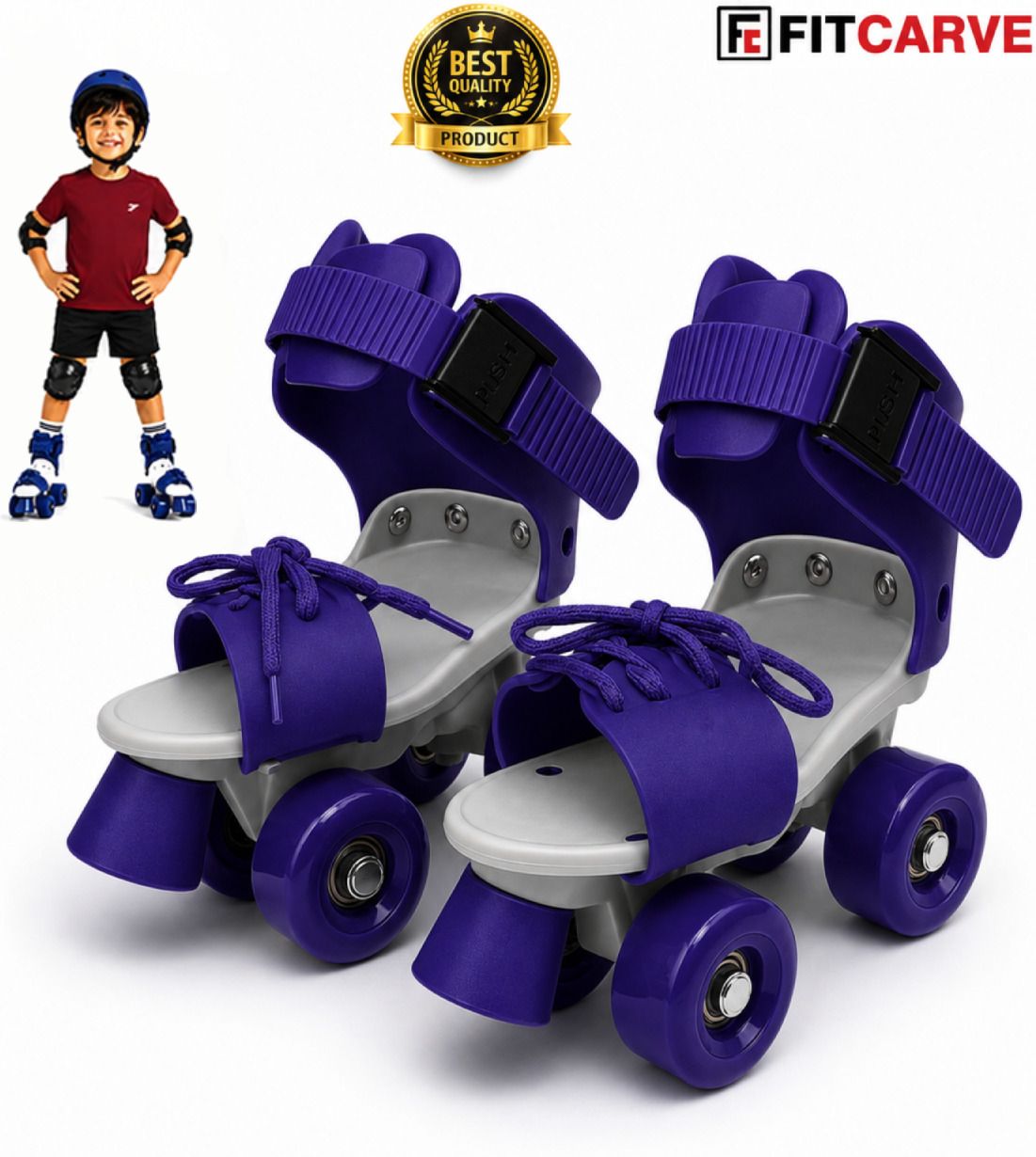 Adjustable Quad Roller Skates Kids Blue PU Wheels Smooth Ride Front Brake Fun Quad Roller Kids Size 4C UK - 9C UK-image-5