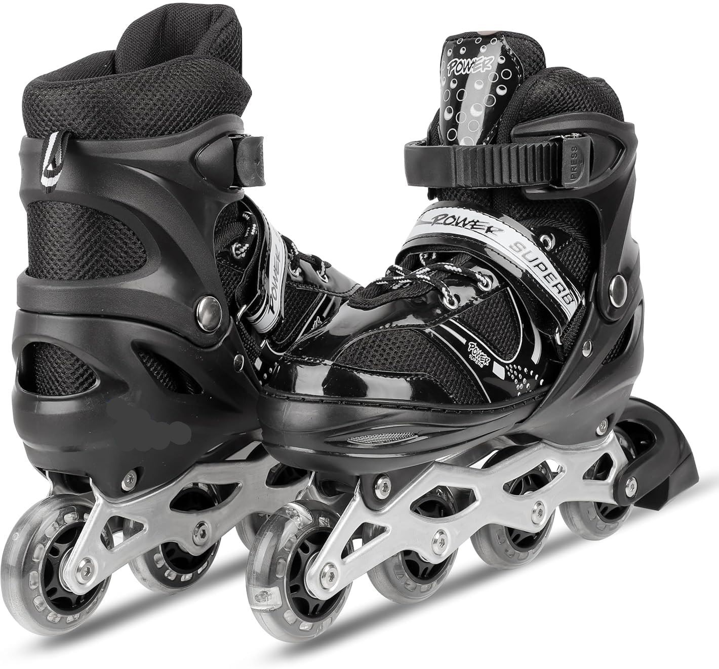 Skates with PU Flashing Wheel Aluminum Body in-Line Skates Shoe Skates - Size Age 10-16 Years UK