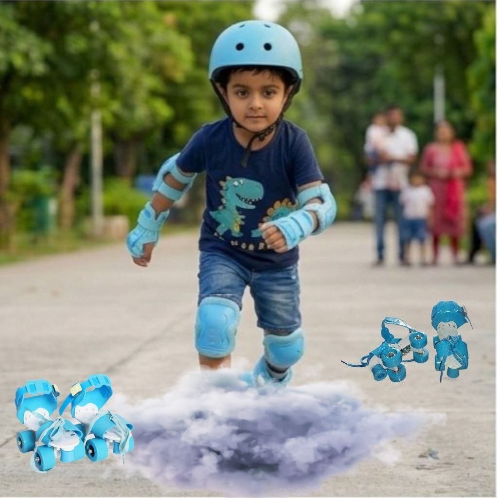 4-11 blue kids skate Quad Roller Kids-image-38