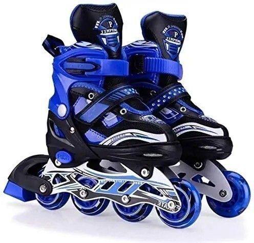 Adjustable Inline Roller Skates-PU Wheel Aluminium-Alloy LED Light (Blue) In-line Adults Size 7 UK - 9 UK-image-14