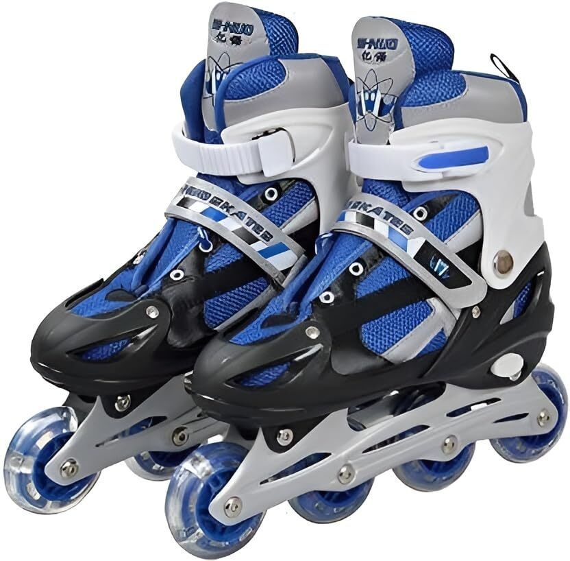 zoomstore Adjustable Skates for Kids & Beginner | 4 Wheel Roller Skates with ABEC Bearings In-line Adults, Kids Size - 4C UK-picture-0