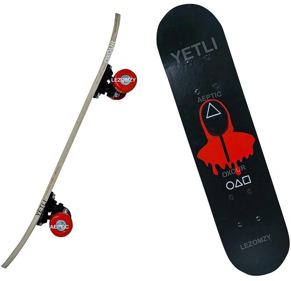 Squid Game Printed Wave Board Skateboard – Perfect for Kids & Beginners 6 inch x 24 inch Skateboard-image-18
