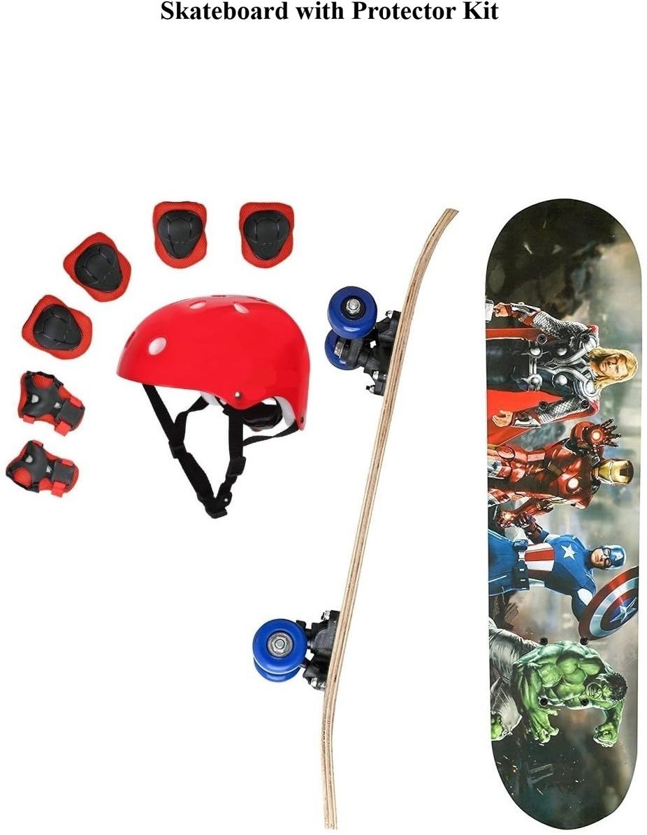 Avengers Skateboard with Helmet & Protective Gear Set for Kids Riders 24 inch x 8 inch Skateboard-image-13