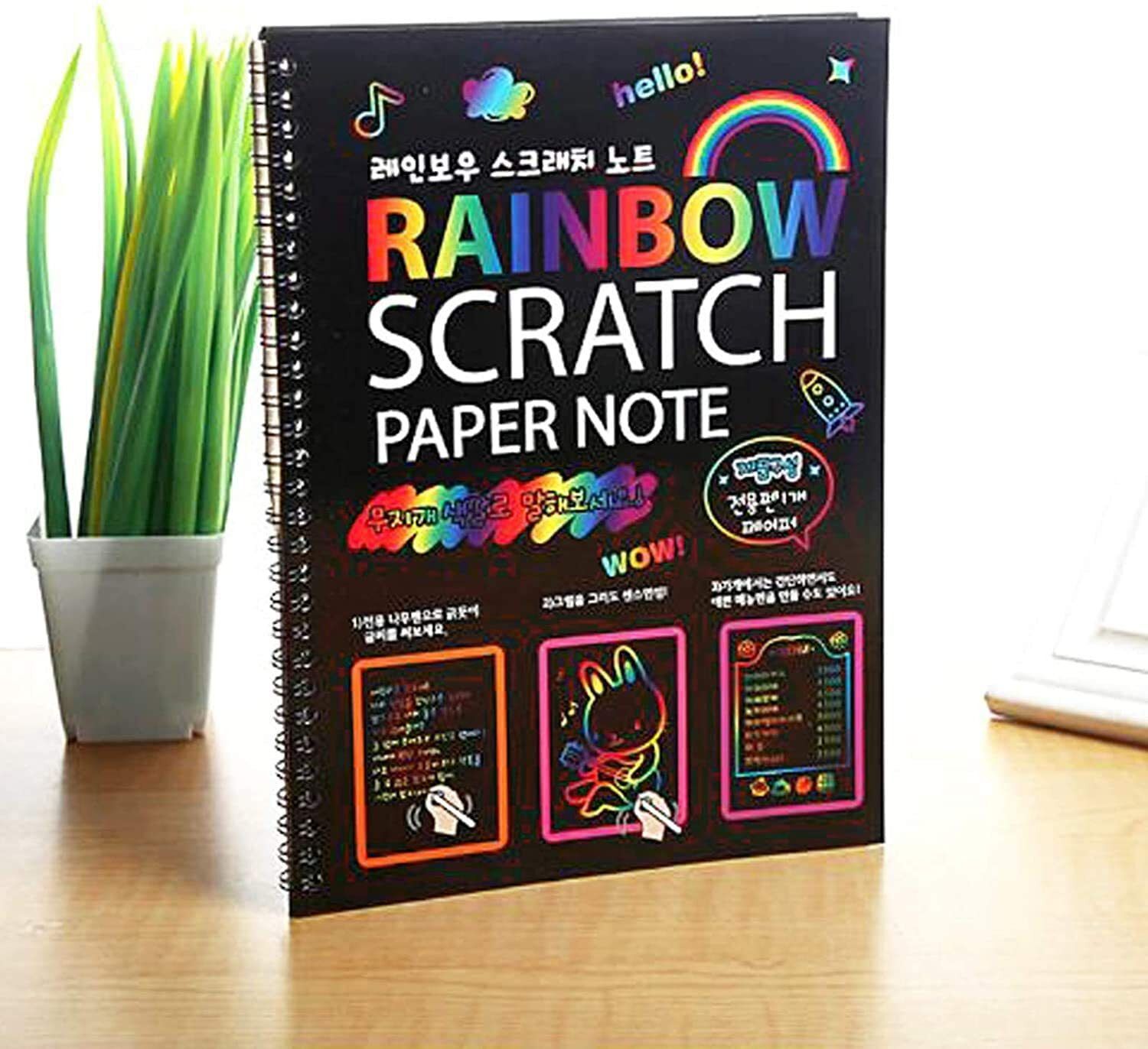 A4 Size Rainbow Art Scratch Paper Book Sheets with Stylus, 10 Pages, Multicolor Sketch Pad-image-46