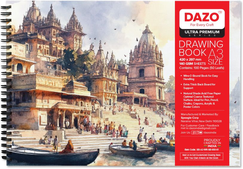 Premium Drawing Book A3, 100 Pages, 140GSM Cartridge Paper Sketch Pad Sketch Pad-image-15